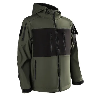 Fast Paced Activity Compatible Silent Movement Quick Drying Insulated Design Windproof Short Design Mens Black Tactical Jacket
