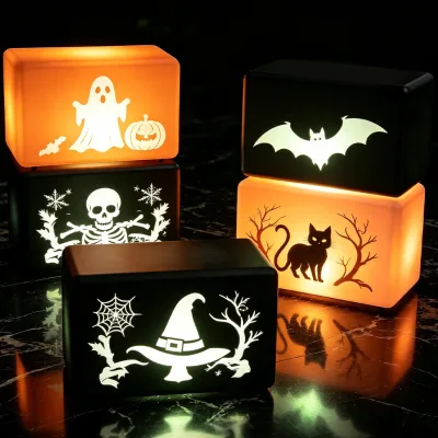 Outdoor Battery Operated LED Halloween  Lights Custom Design with Witch Hat Skull Ghost Decor for Team Events and Gatherings