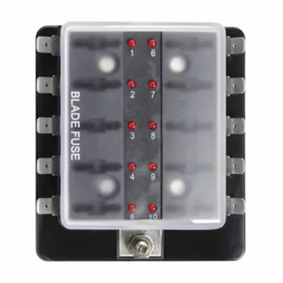 10 Way Box Block Holder LED Indicator Waterpoof Cover for Automotive Car Marine Boat Max 32V Max 100A