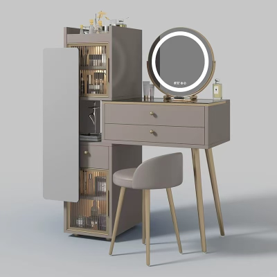 Modern Vanity Furniture Drawer Bedroom Storage Cabinet Dressing Table Girl Makeup Dresser With Mirror Led Lights