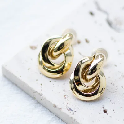 Fashion Jewelry Designer Earrings Simple Metal Mosquito Coil Ear Clip Abstract Cycle Ring Button Clip on Earrings for Women