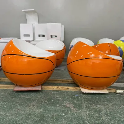 Y090 Fiberglass Modern Design Outdoor Court Creative Basketball Football Waiting Chair-School Park Mall Hotel Use Indoor/Outdoor