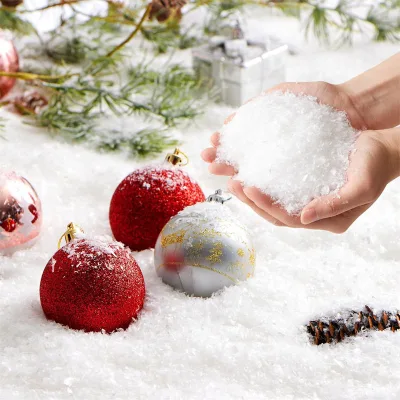 12oz Fake Snow Decoration Xmas Artificial Snow, 320g Plastic Fake Snowflakes for Christmas Tree Decoration
