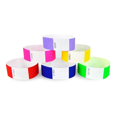Water Proof Full Color Disposable Adhesive Tyvek Wristband Printable Blank Paper Wrist Band Tyvek Wristbands With Logo Custom