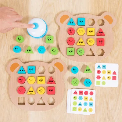 Children's Wooden Bear Face Game Interactive Battle Toy Kids Color S Matching Educational Toys Intelligently Designed Playing