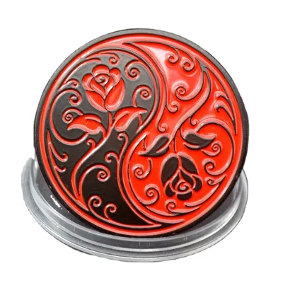 New YinYang China FENG SHUI COIN Flowers Commemorative Lucky Black Coin