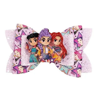 Kpop Demon Hunters Cross Border Korean Wave Girl Group Devil Hunter Shining Glitter Bow Hair Ornament