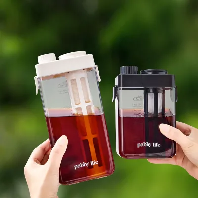 Support OEM Portable Manual Iced Coffee Fruit Tea Pitcher Jar Cold Brew Coffee Maker Bottle with Extended Removable Filter