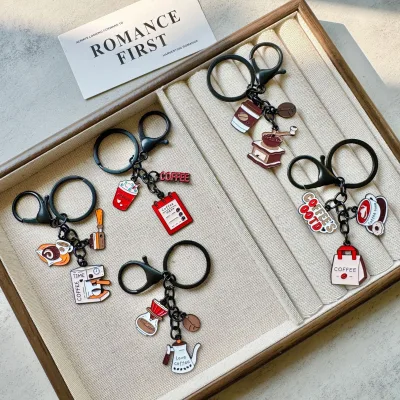 New Coffee Themed Keychain Coffee Machine Decoration Creative Pendant Trendy Small Gifts for Coffee Shop Promotion