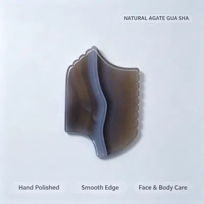 Smoky Agate Gua Sha with Serrated,Facial Massager for Lymphatic Drainage Skin Lifting Anti-Aging Sculpting Depuff Home Spa