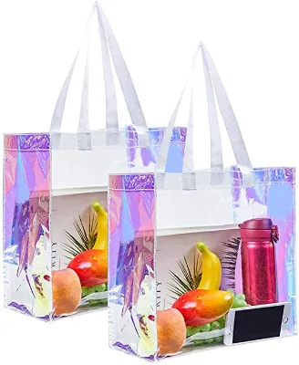 Custom Waterproof Tote Shopping Stadium Beach Clear Pvc Holographic Bag