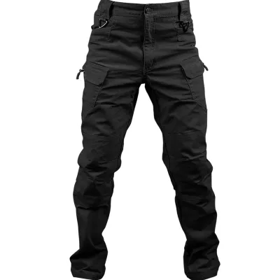 High Performance Men's Straight Mid Waist Cargo Pants Multi Pocket Tactical for Outdoor Training Hiking Work