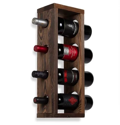 High Quality Rustic Grey Wood Hanging Wine Glass Rack for Home Bar & Kitchen Wall Mount Design for Parties
