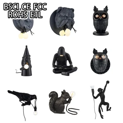 Animal Wall Lamp Decoration Round Animal Indoor Modern Wall Lamp Nordic Decoration Hotel Fancy Bedroom Sconce Led Wall Lights