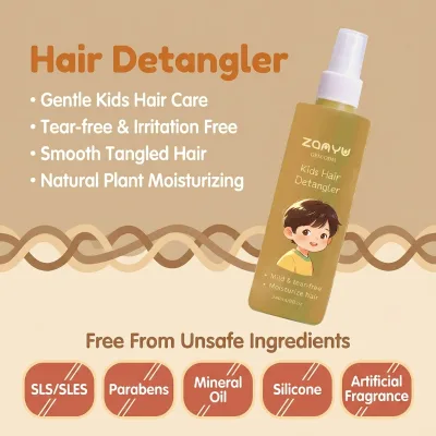 Private Label Kids Herbal Hydrating Anti-Itching Nourishing Detangling Spray 240ml Tear-Free Hypoallergenic Customizable 3-Year