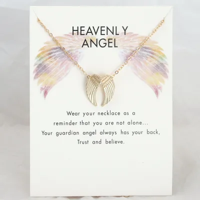 Yi Sugar Delicate Angel Wings Pendant Jewelry Alloy Angel Wings Necklace With Backing Card