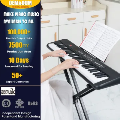 61 Keys Electronic Keyboard Electric Organ Plastic Student Piano 2.2cm White Key Width Wireless Phone Connection Built-In