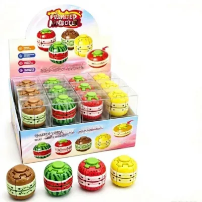 Strawberry Watermelon Lemon Fruit Series Press and Rotate Stress Relief Ball Puzzle Fingertip Gyroscope Stress Relief Toy