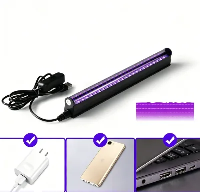Black Light UV T5 Tube 5V 6W Ultraviolet Lamp Bulb 395nm Blacklight Bar USB Plug for Money Detector Halloween Party Disco Decor