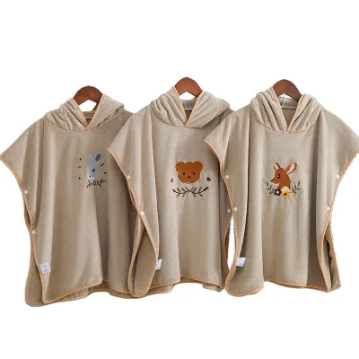 Wholesale Wearable Baby Dry Fast Muslin Baby Hooded Towel Thick and Wash Clothes Hooded Baby Bath Towel