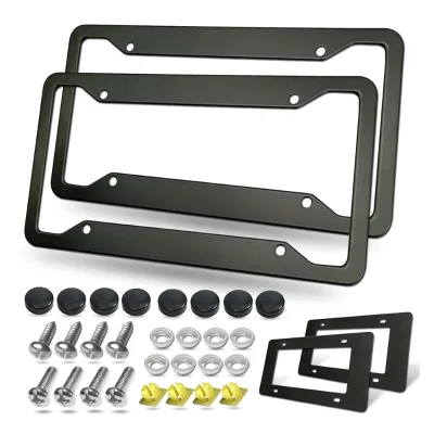 Customized High Quality Motorcycle License Plate Frame Silver Black Chrome License Plate Frame Custom Logo