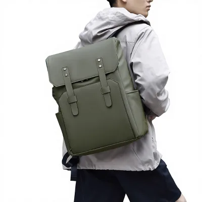 Cross-border Leisure Business Backpack Fashion PU Material Water-repellent Curved Shoulder Strap Large Capacity 20-35L Bag