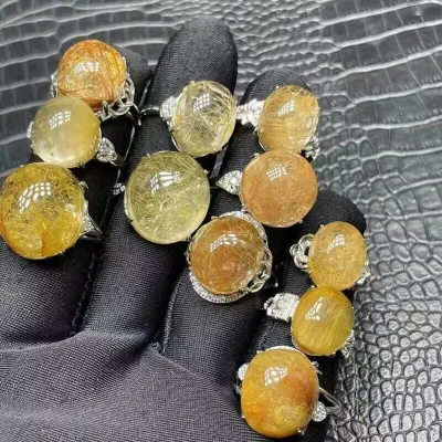 Wholesale Rutilated Quartz Rings  Crystal Stones Rings