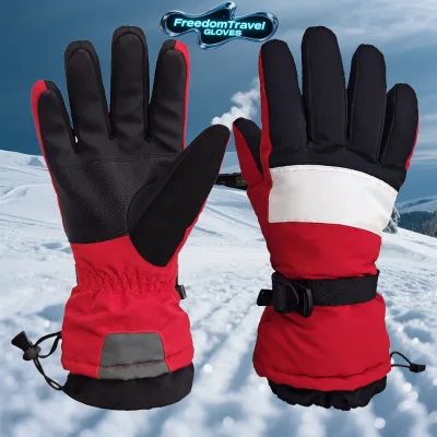 Factory Customizable Logo No-slip Winter Skiing Gloves Anti-slip Snowboarding Ski Glove Wind-resistant Snowmobile Gloves