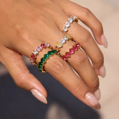 Stainless Steel Zircon Ring with a Light Luxury and High-end Feel. the Ring Does Not Fade and Is Made of Stainless Steel Jewelry