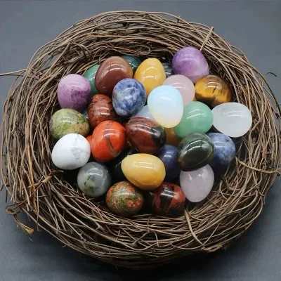 Wholesale 20mm Egg Shaped Natural Stone Mixed Material Crystal Agate Gemstone Eggs for Home Decoration