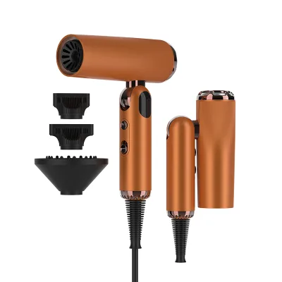 Foldable Compact Travel Hair Dryer Dual Voltage Ionic Magnetic Concentrator Diffuser Salon Business Trip Hotel OEM Custom Logo