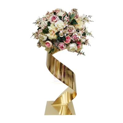 Romantic Gold Metal Flower Vase Stands Modern Iron Home and Wedding Party Supplies Shining New Model for Birthday Events