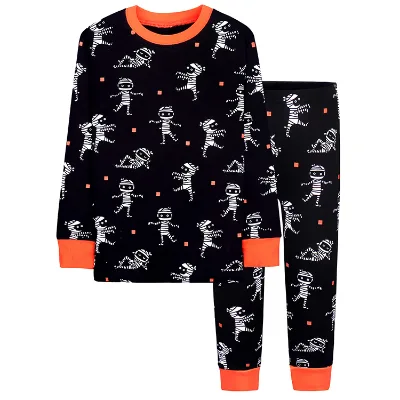 Chinese Factory Custom Family Adult Kids Skull Luminous Halloween Clothes Halloween Pajamas