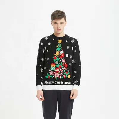 Team Club Promotion Festival Holiday Unisex Hotsale Cheap Pullover Sweater Led Light Adults Ugly Christmas Sweater With Tree