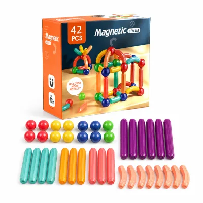42 Pcs Magnetic Sticks and Balls Building Toy 2500GS Strong Magnet 3.5cm STEM Educational Kids OEM ODM Wholesale CE EN71