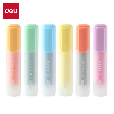 Deli EU629 #Highlighter #Chisel Tip 1-5mm #6 COLORS/se brignt color Stable Coloring Pen Clip Design