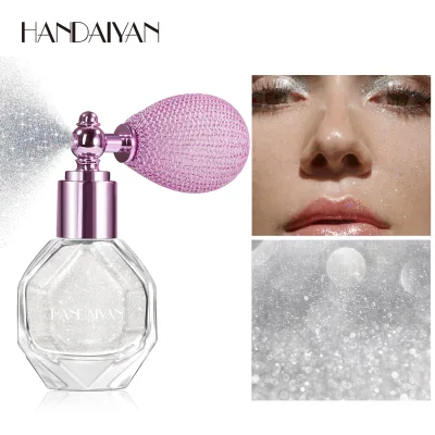 High-Gloss 5-Color Waterproof Long-Lasting Holiday Customizable Body Glitter Flash Powder Spray for Facials High-Intensity