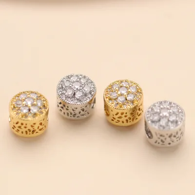 Wholesale Good Quality 18k Gold Plated Big Hole Round Loose Beads for Jewelry Necklace and Bracelet Making