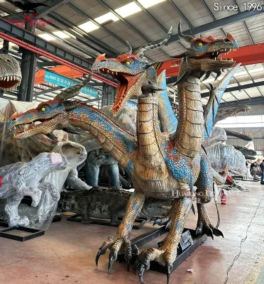 Life-Size Artificial Western Dragons Metal Statue Realist Dinosaur for Indoor/Outdoor Amesement Park Shopping Mall Display