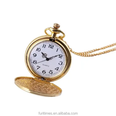 2024 Custom Arabic Numerals Pocket Watches With Necklace Chain Classic Golden Modern Fashion Quartz Mens Pocket Watch