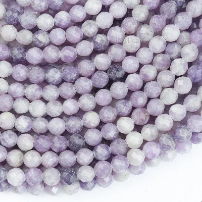 Wholesale Small Tiny Faceted Lepidolite Bead, Natural Cut Purple Stone Beads for Jewelry Making 2mm 3mm 4mm, 38CM