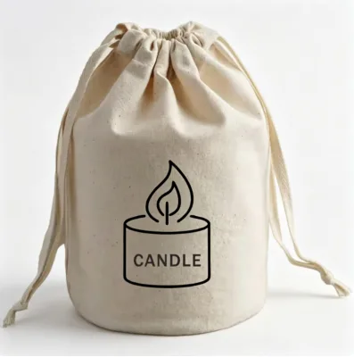 Wholesale Eco-Friendly Fashion Durable Natural Cotton Drawstring Bag Custom Printed Candle Packaging 4 Inch Gift Bag Ginzeal