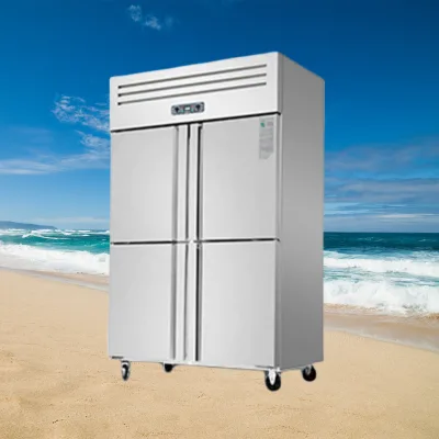 1000L 1800L Four-door Six-door Refrigerator Commercial Vertical Direct-cooled Stainless Steel Double-temperature Refrigerator