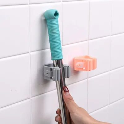 Broom Holder Heavy Duty Practical Clip Mop Organizer Wall Mount Hook Stainless Steel Storage Space Saving Hanger Multifunctional