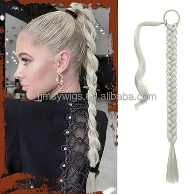 Professional Easy Knotless Braid Hair Extensions Ponytails High Temperature Fiber Synthetic Hair Braiding Hair Elastic Band
