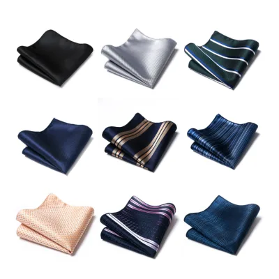 New Men's Fashion Jacquard Striped Geometry Pocket Square Handkerchief Accessory for Western Wear Formal Business Wedding