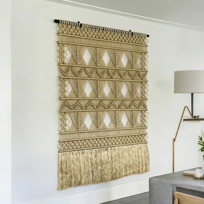 OEM Custom Macrame Wall Art Handcrafted Cotton Tassel Sculpture with Custom Colors & Sizes for Interior Design Projects