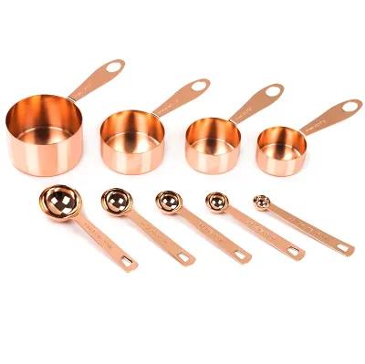 Stainless Steel Copper Plated Measuring Spoons And Measuring Cups Set