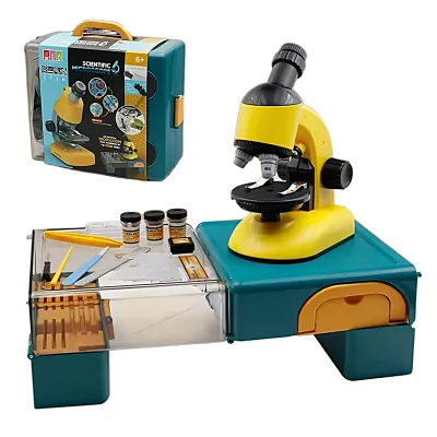 1188-3 Portable Educational DG Microscope Toy Set Model for Children Plastic Science Lab Observation Kit Rotating Folding Tools