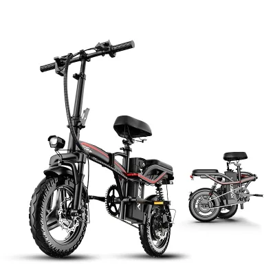Factory Sales 400W Folding Electric Bike with Shock Absorber 48V Down Tube Lithium Battery 14 Inch Rear Hub Motor
